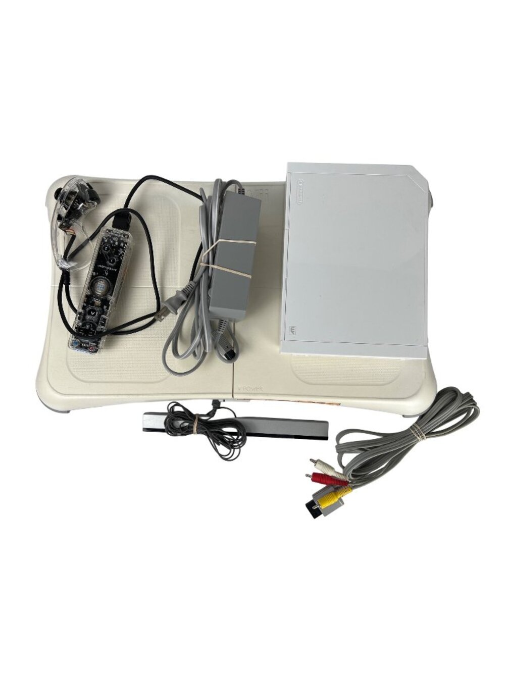 Nintendo Wii Console Bundle With Wii Fit Board Afterglow Controller & Cables - N